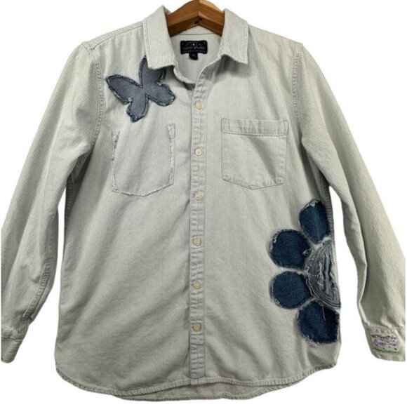 The Scrappy Camper Womens Button Shirt Sz M Upcycled Quilted Daisy Floral Boho - Picture 2 of 14